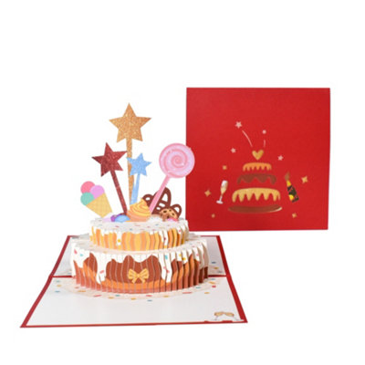 Red Cake And Sprinkles Design 3D Pop-Up Birthday Card from B&Q