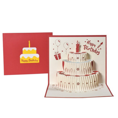 Red Fruit Cake Design 3D Pop Up Birthday Card - Image 3