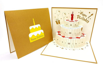 Golden Fruit Cake Design 3D Pop Up Birthday Card - Image 3
