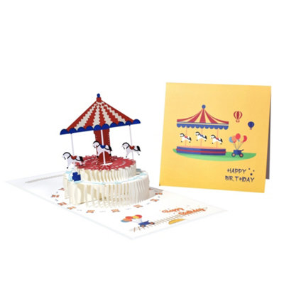 Carousel Spinning Cake Design 3D Pop Up Birthday Card - Image 3