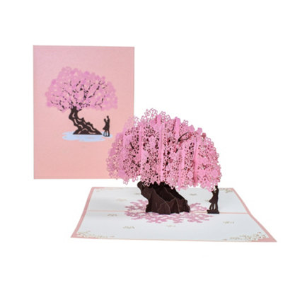 Pink Cherry Blossom Tree With Couple 3D Pop-Up Greeting Card from B&Q