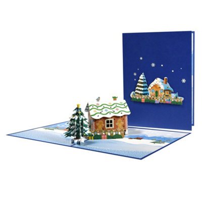 Gingerbread Houses With Snowy Scene 3D Pop Up Christmas Card from B&Q