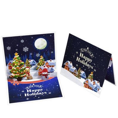 Snowy Night Scene Happy Holidays & New Year 3D Pop Up Christmas Card from B&Q