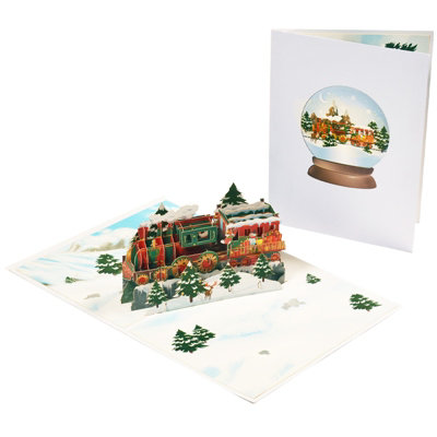Vintage Steam Train In Snowy Scene 3D Pop Up Christmas Card from B&Q