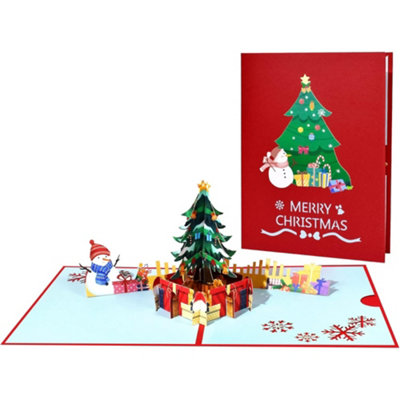 Merry Magic With Colorful Xmas Tree Pop Up Christmas Card