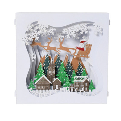 Snowy Village Charm 3D Pop Up Christmas Card from B&Q