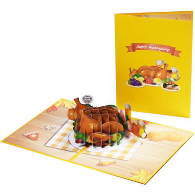 Turkey On The Table Festive 3D Pop-Up Thanksgiving Card from B&Q