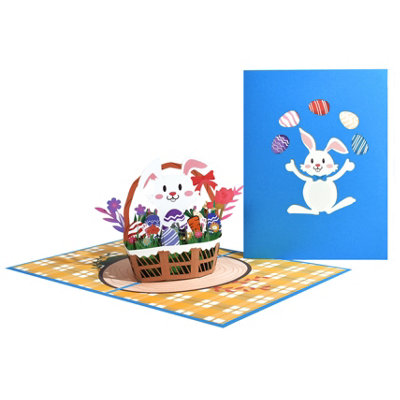 Brightfeel Bunny Basket Surprise 3D Pop Up Easter Card - White - Image 3