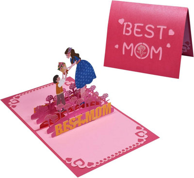 Best Mom & Kids Heartfelt 3D Pop Up Mother's Day Card from B&Q