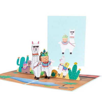 Llama Caravan Desert Delight Pop-Up Greeting Card from B&Q