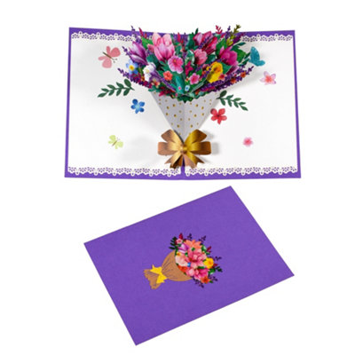 Magnolia With Golden Bow Bright Bouquet Pop-Up Greeting Card from B&Q