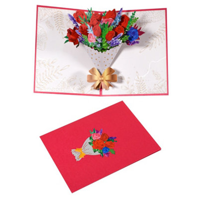 Lavender & Roses Elegant Bouquet Pop-Up Greeting Card from B&Q