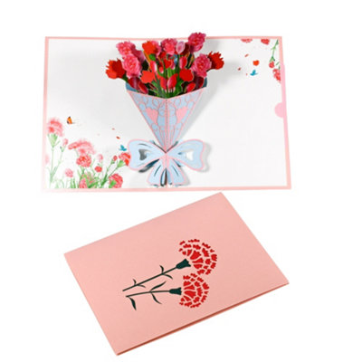 Carnation Charm 3D Pop-Up Floral Greeting Card from B&Q