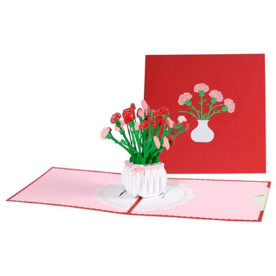 Carnation Vase 3D Pop Up Greeting CardMother's Day Anniversary Birthday Get Well from B&Q