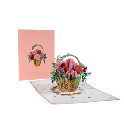 Roses & Carnations Blooming Basket 3D Pop-Up Greeting Card from B&Q