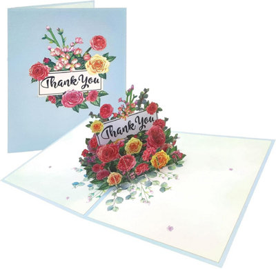Colourful Blooming 3D Pop Up Thank You Card from B&Q