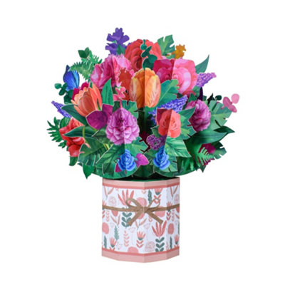 Vibrant Florals Bouquet Bliss 3D Pop-Up Greeting Card from B&Q