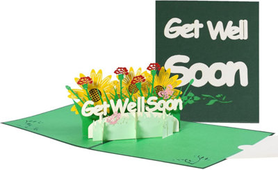 Sunflower & Carnation Garden 3D Pop Up Get Well Soon Card from B&Q