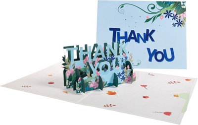 Lettering With Floral Blooms 3D Pop Up Thank You Card from B&Q