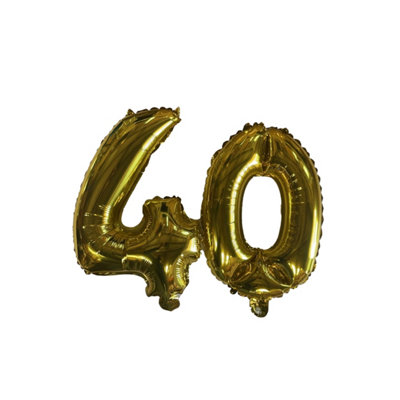Golden Number 40 Foil Balloons With Ribbon And Straw For Inflating (Bb7523A) from B&Q
