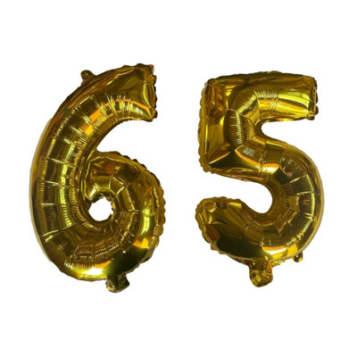 Golden Number 65 Foil Balloons With Ribbon And Straw For Inflating (Bb7526A) from B&Q