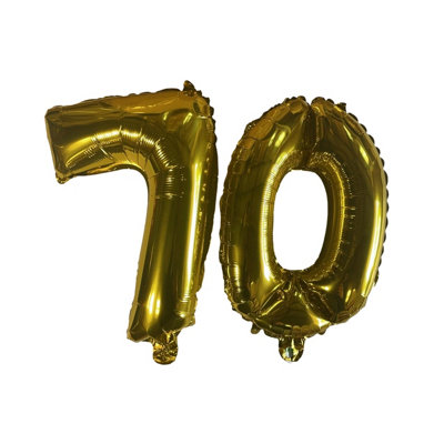 Golden Number 70 Foil Balloons With Ribbon And Straw For Inflating (Bb7527A) from B&Q