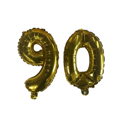 Golden Number 90 Foil Balloons With Ribbon And Straw For Inflating (Bb7529A) from B&Q