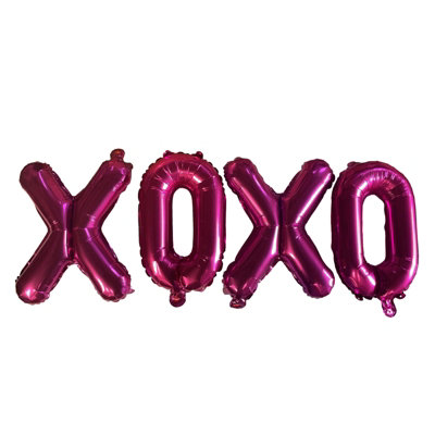 Pink Xoxo Text Foil Balloons With Ribbon And Straw For Inflating (Bb12501A/02) from B&Q