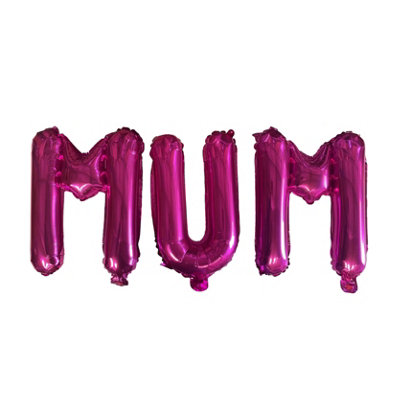 Mum Pink Text Mother Foil Balloons With Ribbon And Straw For Inflating (Bb12502A) from B&Q