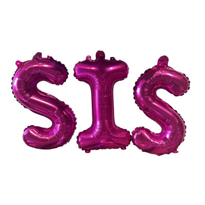 Sis Pink Text Sister Foil Balloons With Ribbon And Straw For Inflating (Bb12503A) from B&Q