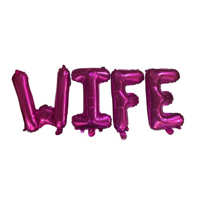 Wife Pink Text Wife Foil Balloons With Ribbon And Straw For Inflating (Bb12504A) from B&Q