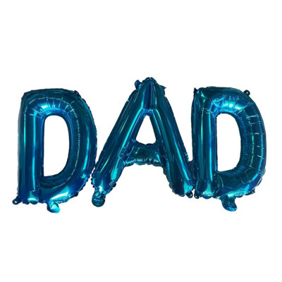 Dad Blue Text Father Foil Balloons With Ribbon And Straw For Inflating (Bb12506A) from B&Q