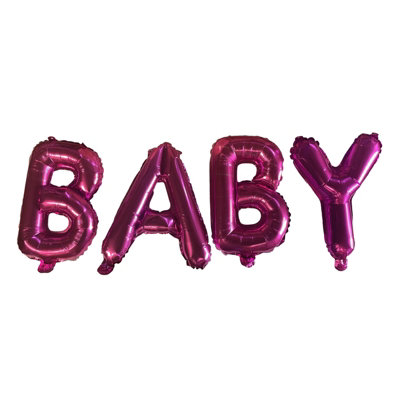 Pink Baby Text Foil Balloons With Ribbon And Straw For Inflating (Bb12510A/01) from B&Q