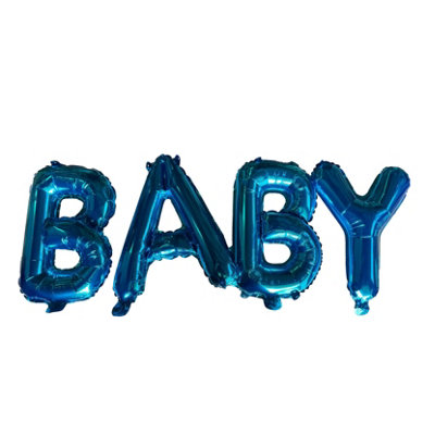 Blue Baby Text Foil Balloons With Ribbon And Straw For Inflating (Bb12511A/01) from B&Q