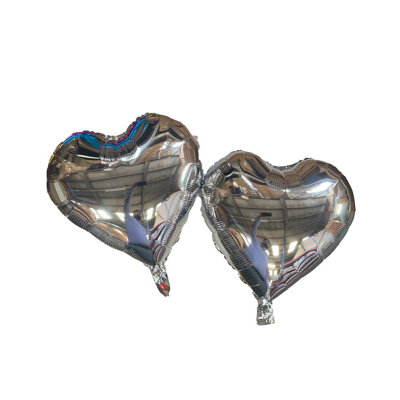 Two Silver Heart Foil Balloons With Ribbon And Straw For Inflating (Bb12512A) from B&Q