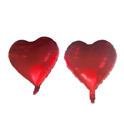Two Red Heart Foil Balloons With Ribbon And Straw For Inflating (Bb12513A) from B&Q