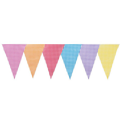 Gingham Multi Colour Mix Bunting 10M With 20 Pennants from B&Q