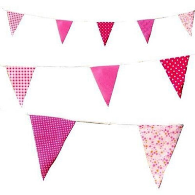 C1004 Shabby Chic Vintage Pink Print Bunting 10M With 20 Pennants from B&Q
