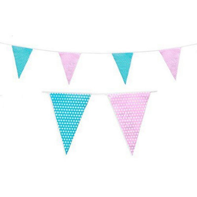 C1009 Pink & Blue Polta Dot Bunting 10M With 20 Pennants from B&Q
