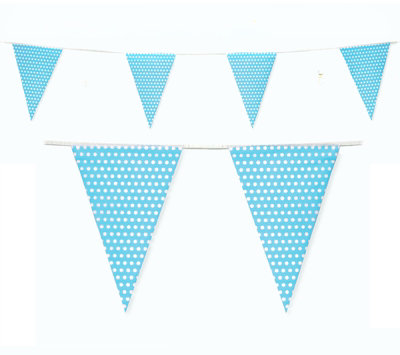 C1011 Blue Polka Dot Bunting 10M With 20 Pennants from B&Q