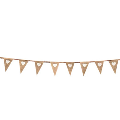 Hessian White Hearts Bunting 3M With 14 Pennants from B&Q