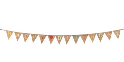 Happy Birthday Hessian Bunting 3M With 14 Pennants from B&Q