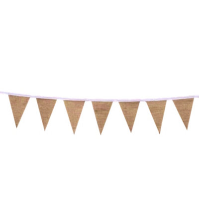 Plain With White String Hessian Bunting 3M With 14 Pennants from B&Q