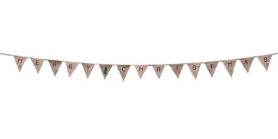 Merry Christmas With Tree Pennant Hessian Bunting from B&Q