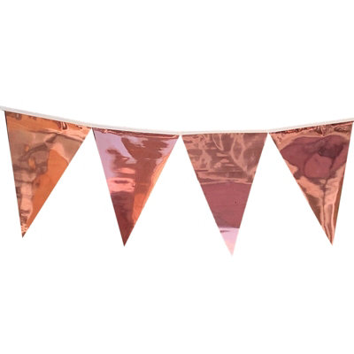  - Metallic Rose Gold Bunting 10M With 20 Pennants