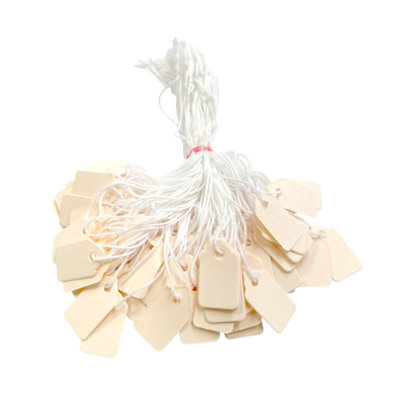  - Pack Of 200 Small Ivory Strung Tags 13 X 20mm