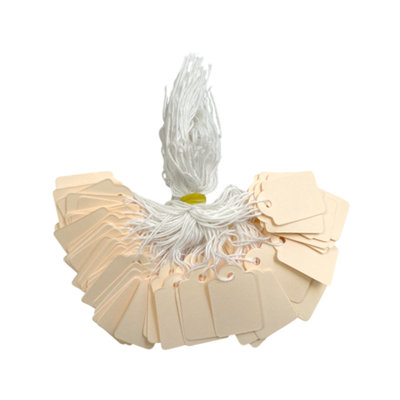 Pack Of 100 Medium Ivory Strung Tags 25 X 39mm from B&Q