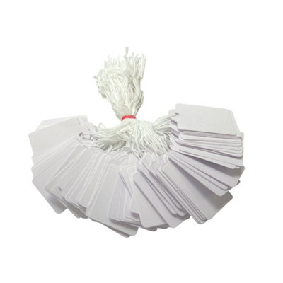 Pack Of 100 Large White Strung Tags 36 X 53mm from B&Q