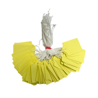  - Pack Of 100 Large Yellow Strung Tags 36 X 53mm