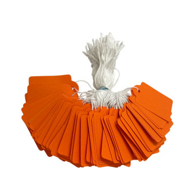  - Pack Of 100 Large Orange Strung Tags 36 X 53mm